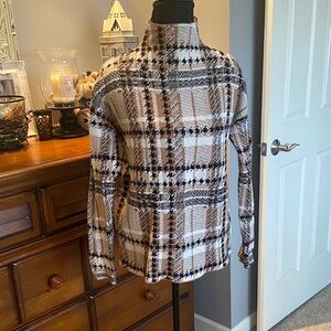 Rachel Zoe Checkered Turtleneck Sweater - Black, Brown, Cream